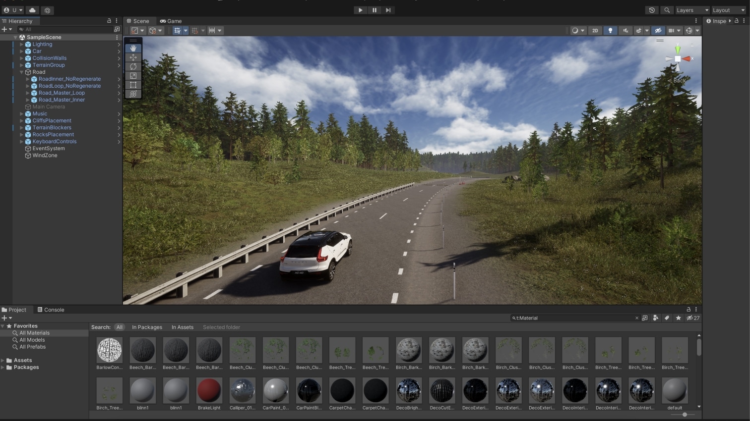 Sample view of using the template in Unity